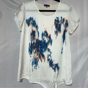 More&More  Short Sleeve Graphic Dye Top with a Tie Size USA 12